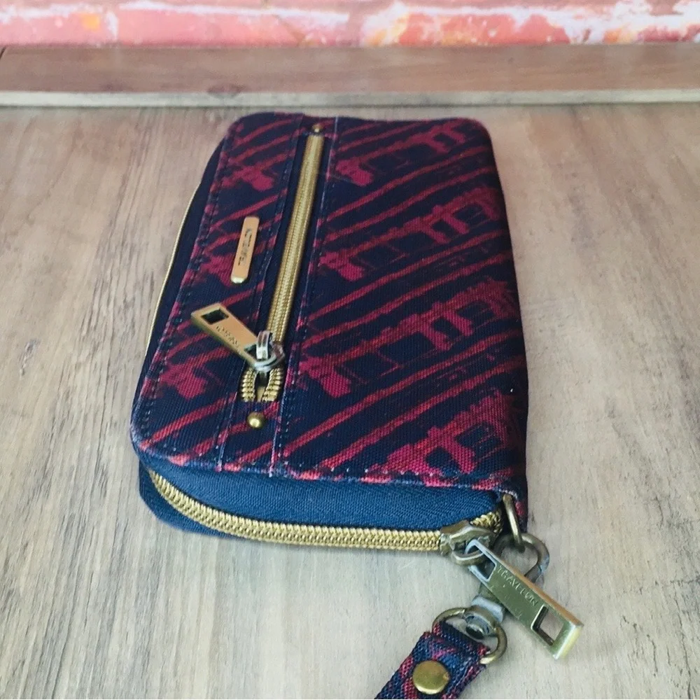 Travelon Red and Blue Nylon Zippered Wristlet Wallet